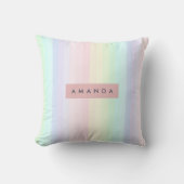 Personalized Pastel Rainbow Stripe クッション (正面)