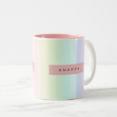 Personalized Pastel Rainbow Stripe ツートーンマグカップ (正面右)