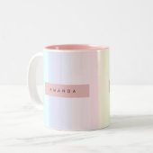 Personalized Pastel Rainbow Stripe ツートーンマグカップ (正面左)