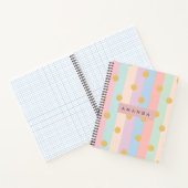 Personalized Pastel Rainbow Stripes with Dots ノートブック (内部)