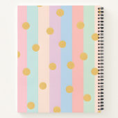 Personalized Pastel Rainbow Stripes with Dots ノートブック (裏面)