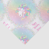 Personalized Pastel Rainbow Unicorn Happy Birthday 薄葉紙 (詳細)