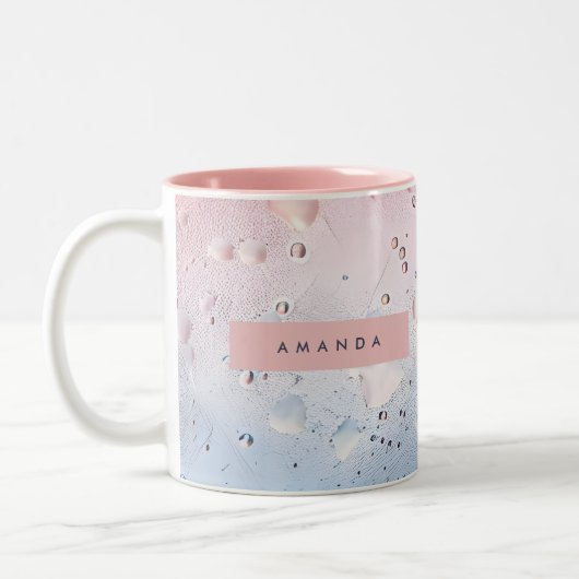 Personalized Pastel Raindrop & Ombre Watercolor ツートーンマグカップ (左)