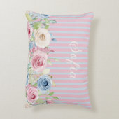 Personalized Pastel Rose Bouquet coquette アクセントクッション (裏面(縦))