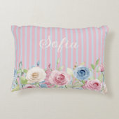 Personalized Pastel Rose Bouquet coquette アクセントクッション (裏面)