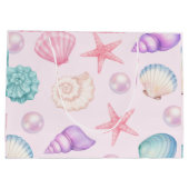 Personalized Pastel Seashell Coastal Custom Name ラージペーパーバッグ (裏面)