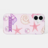 Personalized Pastel Seashell Coastal Custom Name iPhone 16ケース (裏面横)