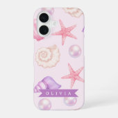 Personalized Pastel Seashell Coastal Custom Name iPhone 16ケース (裏面)
