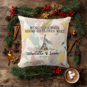 Personalized Pastel Skyline Couple Pillow クッション