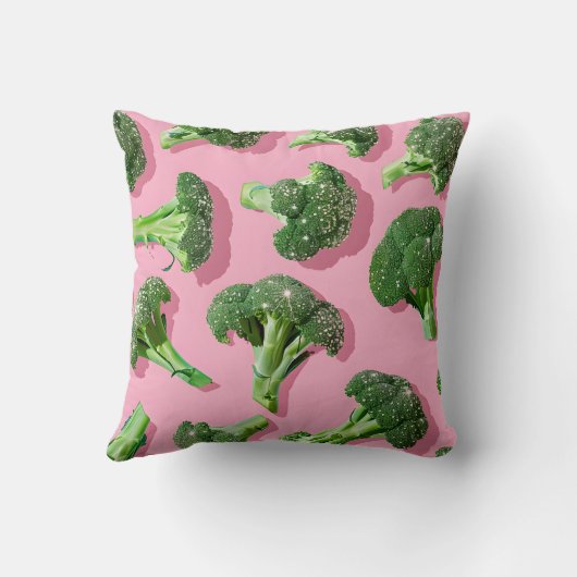 Personalized Pastel Sparkle Green Broccoli  クッション (裏面)