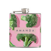 Personalized Pastel Sparkle Green Broccoli  フラスク (正面)