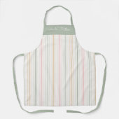 Personalized Pastel Stripes Sage Green エプロン (正面)