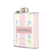 Personalized Pastel Stripes with Flower Pattern フラスク (左)