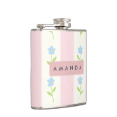 Personalized Pastel Stripes with Flower Pattern フラスク (右)