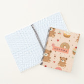 Personalized Pastel Teddy Bear and Donut Dessert ノートブック (内部)