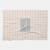 Personalized Pastel Towel Elegant Coral Grey Style キッチンタオル (横)