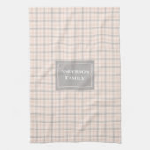 Personalized Pastel Towel Elegant Coral Grey Style キッチンタオル (縦)