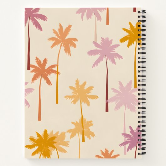 Personalized Pastel Tropical Sunset Palm Tree ノートブック (裏面)