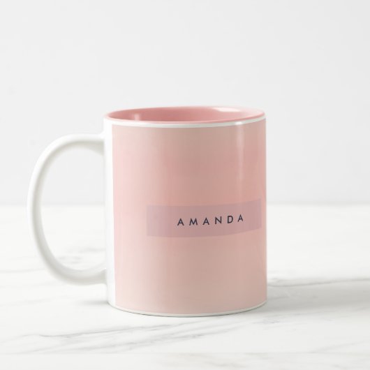 Personalized Pastel Warm Peach Blush Fade ツートーンマグカップ (左)