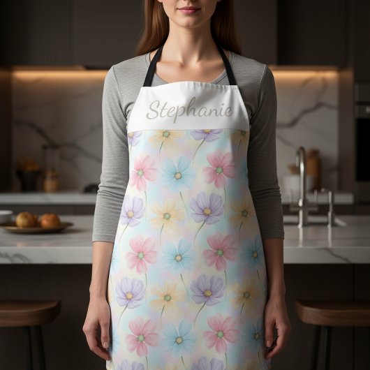 Personalized Pastel Watercolor Bloom  エプロン