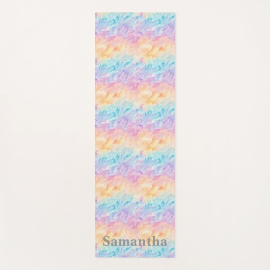 Personalized Pastel Watercolor Waves ヨガマット (正面)