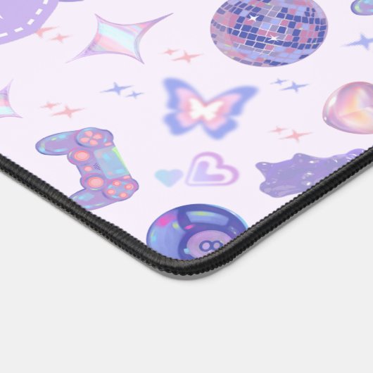 Personalized pastel y2k lavender aesthetic pattern デスクマット (コーナー)