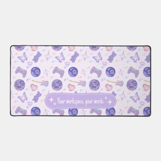 Personalized pastel y2k lavender aesthetic pattern デスクマット (正面)