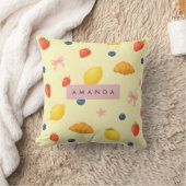 Personalized Pastel Yellow Breakfast Pattern クッション (ブランケット)