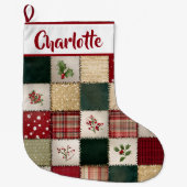 Personalized Patchwork Christmas Stocking  ラージクリスマスストッキング (正面)