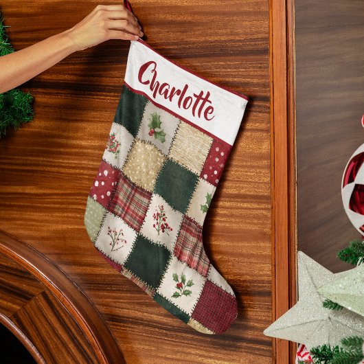 Personalized Patchwork Christmas Stocking  ラージクリスマスストッキング