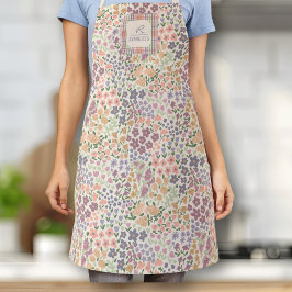 Personalized Patchwork Floral & Plaid Apron エプロン