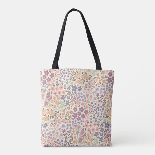 Personalized Patchwork Floral & Plaid Tote Bag トートバッグ (裏面)