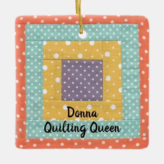 Personalized Patchwork Quilting Sewing セラミックオーナメント (正面)
