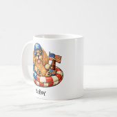 Personalized Patriotic 4th of July Cocker Spaniel コーヒーマグカップ (正面左)