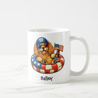 Personalized Patriotic 4th of July Cocker Spaniel コーヒーマグカップ
