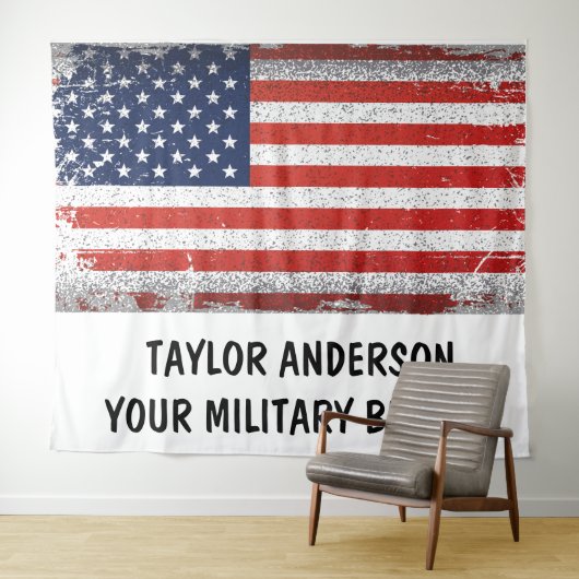 Personalized Patriotic American Flag  タペストリー (インサイチュ(横))