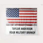 Personalized Patriotic American Flag  タペストリー (正面(横))