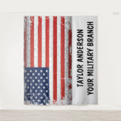Personalized Patriotic American Flag  タペストリー (正面)