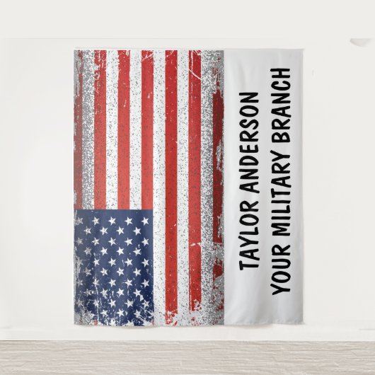 Personalized Patriotic American Flag  タペストリー (正面)