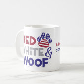 Personalized Patriotic American Siberian Husky Pup コーヒーマグカップ (正面左)