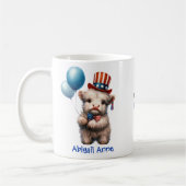 Personalized Patriotic Baby Highland Cow Coffee コーヒーマグカップ (左)