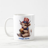 Personalized Patriotic Baby Highland Cow Coffee コーヒーマグカップ (左)