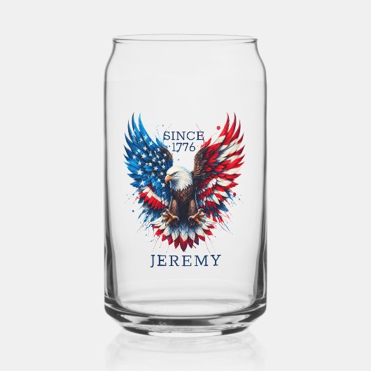 Personalized Patriotic Colors America Bold Eagle ガラス缶 (正面)