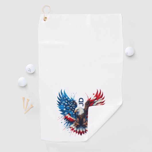 Personalized Patriotic Colors America Bold Eagle ゴルフタオル (インサイチュ)