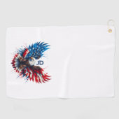Personalized Patriotic Colors America Bold Eagle ゴルフタオル (横)