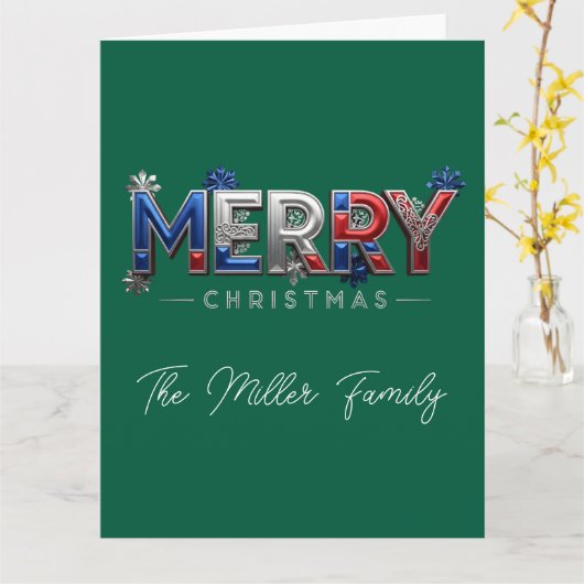 Personalized Patriotic Family Christmas カード (黄色い花)