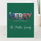 Personalized Patriotic Family Christmas カード (正面)