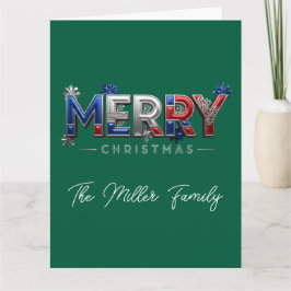 Personalized Patriotic Family Christmas カード