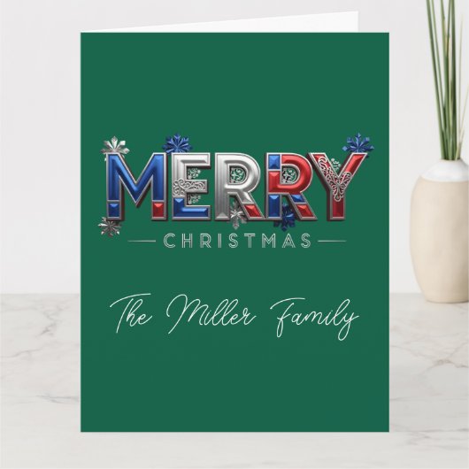 Personalized Patriotic Family Christmas カード (正面)