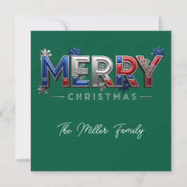 Personalized Patriotic Family Christmas シーズンカード